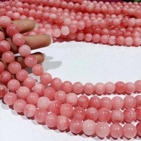 Light Carrot Pink 10mm Plan Agate Beads 1 string