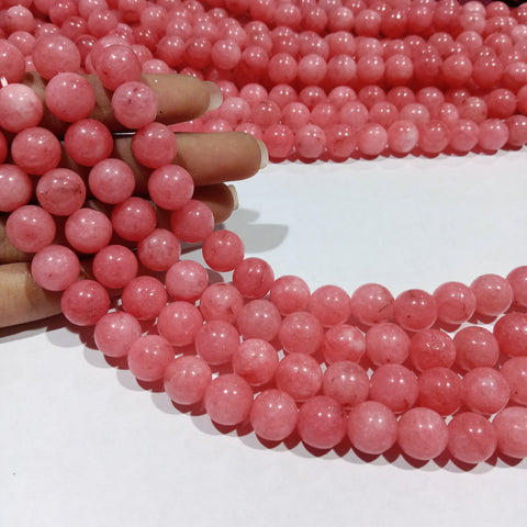 Carrot Pink 10mm Plan Agate Beads 1 string