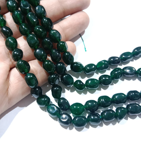8mm Dark Green Tumble stone beads1string unshape