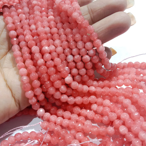 Dark Shaded Pink 4mm Agate Beads 1 string