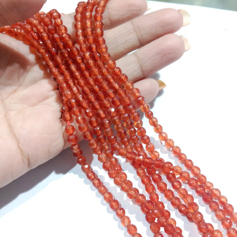 Dark orange 4mm Agate Beads 1 string