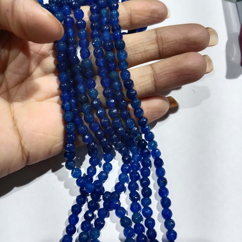 Dark  Shaded Blue 4mm Agate Beads 1 string