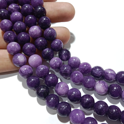 Dark Shaded Purple 10mm Plan Agate Beads 1 string