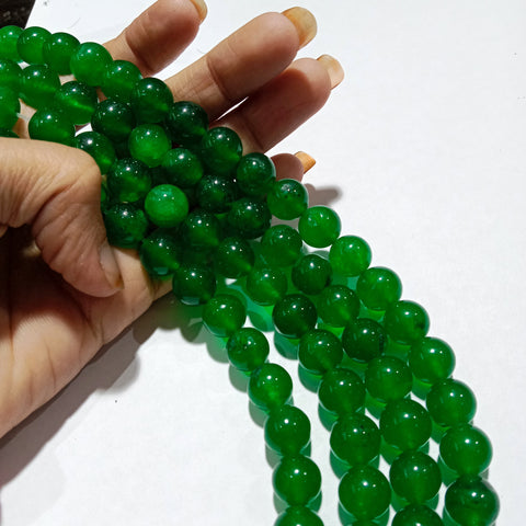 Shaded Green 10mm Plan Agate Beads 1 string