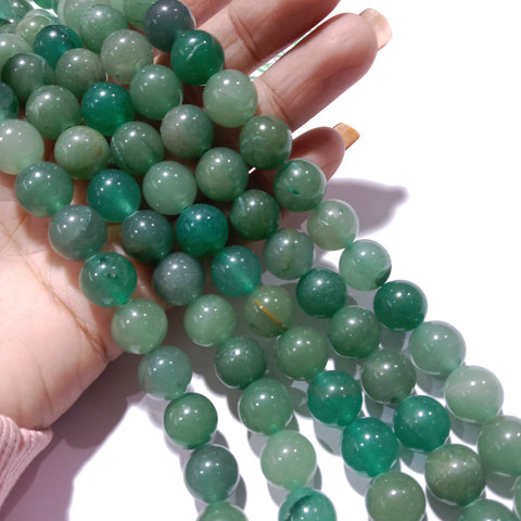 Light Shaded Green 10mm Plane Agate Beads 1 string