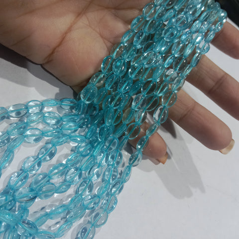 Sky Blue 6mm Oval Glass Beads 1 String
