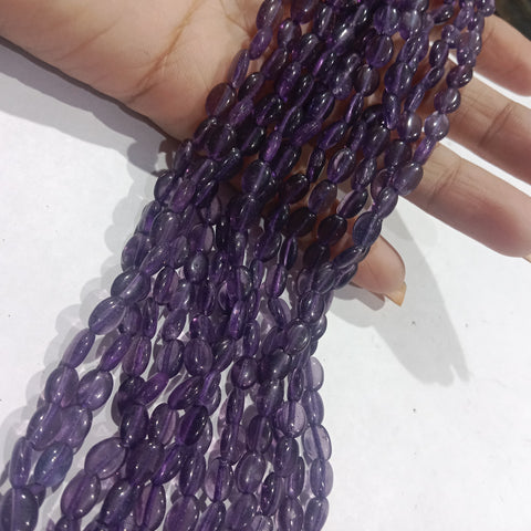 Amitis Purple 6mm Oval Glass Beads 1 String