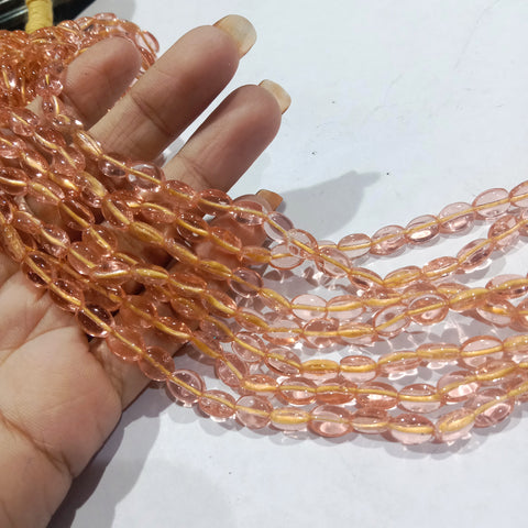 Light Peach 6mm Oval Glass Beads 1 String