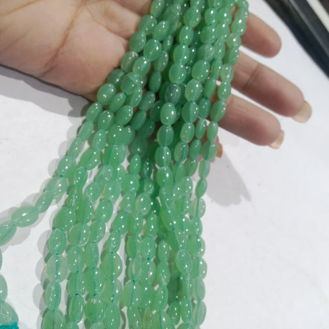 Parrot Green  6mm Oval Glass Beads 1 String