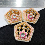 Hexagon Shape Small Meenakari Kundan Broach 6 Piece