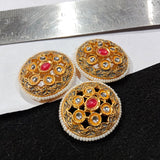 Round Shape Small Meenakari Kundan Broach 6 Piece