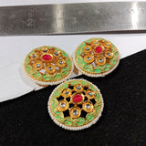 Round Shape Small Meenakari Kundan Broach 6 Piece