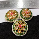 Round Shape Small Meenakari Kundan Broach 6 Piece