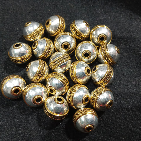 Round Fancy Oxidized Metal Beads 10 piece