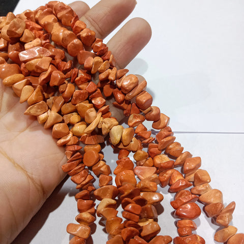 Light Shaded Orange Fancy Uncut Stone Beads 1 String