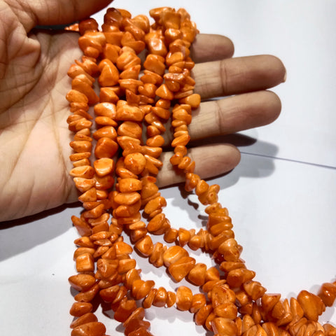 Orange Fancy Uncut Stone Beads 1 String