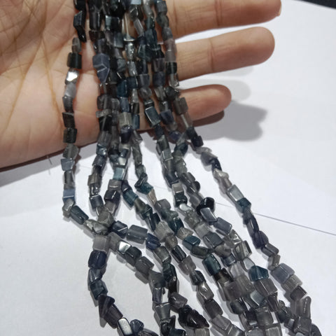 Greyish Black Fancy Uncut Stone Beads 1 String