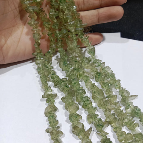 Transparent Mint Green Fancy Uncut Stone Beads 1 String