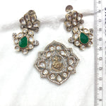 High quality victorian Ganpati jewellery pendant set with earings