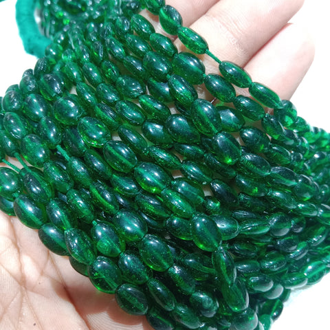 Green 6mm Oval Glass Beads 1 String