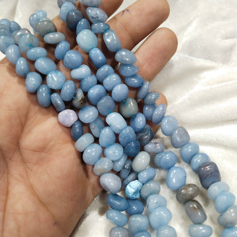 Uncut Tumble Stone Beads Aqua Blue Colour 1 String