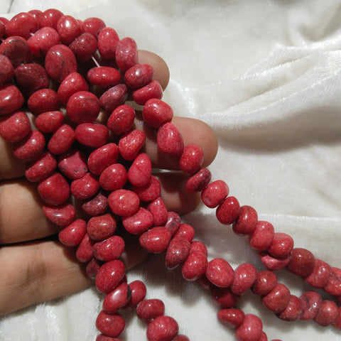 Uncut Tumble Stone Beads Red Colour 1 String