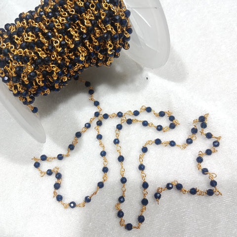 Montana Blue Crystal Beads Ganthan Mala 2 Meter