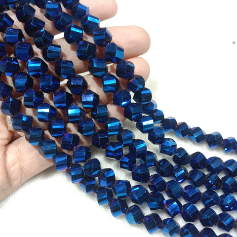 High Quality Mettalic Blue X Cut's Crystal Beads