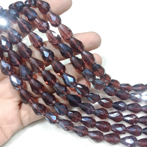 Drop Shape Transperent Purple Crystal Beads 32 Pcs