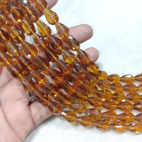 Drop Shape Golden Yellow Crystal Beads 32 Pcs