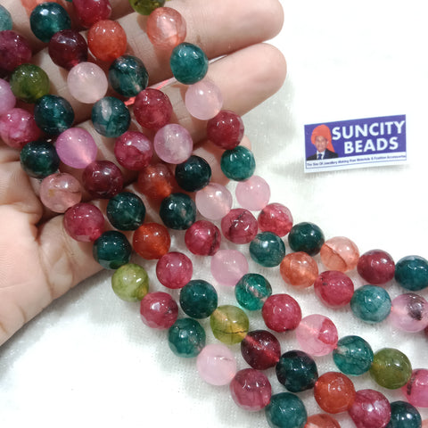 8mm Agate Beads  Dark Multi 45pcs