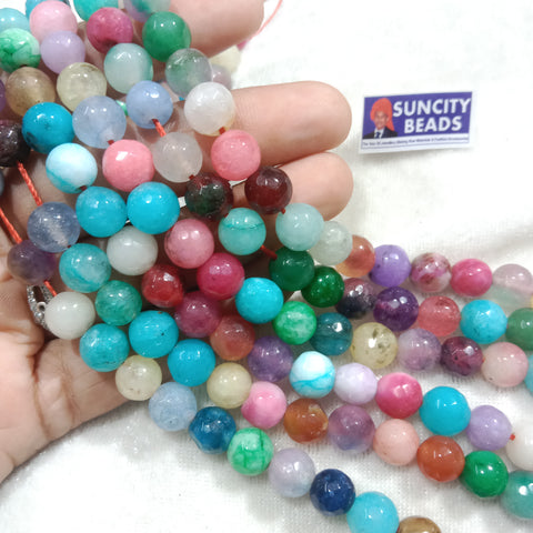 8mm Agate Beads Multi Colour 45pcs