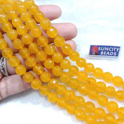 8mm Agate Beads Yellow Colour 45pcs