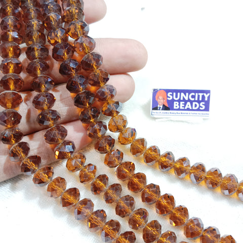 8mm Transparent  Gloden Yellow Crystal Beads 650 Pcs Approx