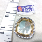 Square High Quality AD Kundan Brooch 1 pcs