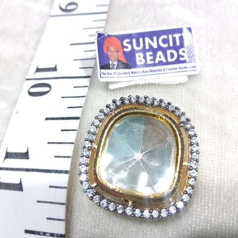 Square High Quality AD Kundan Brooch 1 pcs