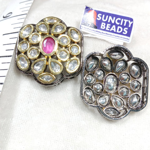 High Quality Polki Kundan Brooch 2pcs