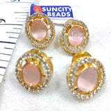 Oval High Quality AD Kundan Earrings 2 Pair