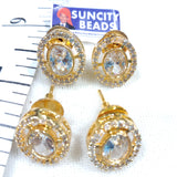 Oval High Quality AD Kundan Earrings 2 Pair