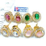 Oval High Quality AD Kundan Earrings 2 Pair