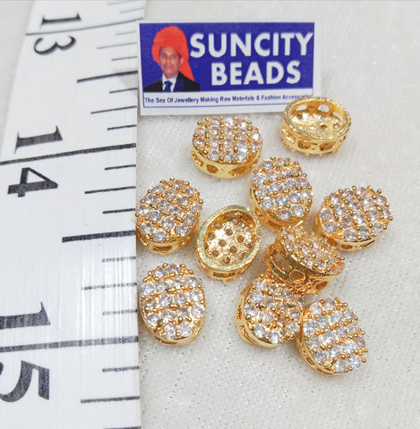 Golden Oval Shape High Quality AD Kundan Broach 10 Piece