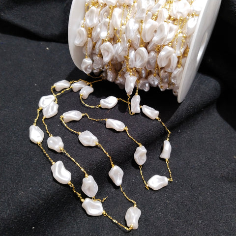 High Quality Baroque Pearl Gunthan beaded chain 1 MTR