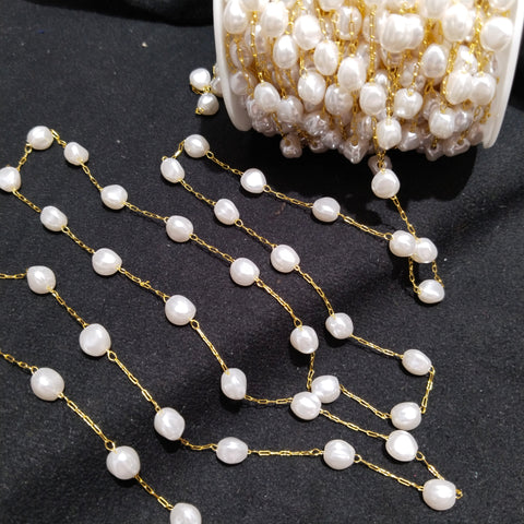 High Quality Baroque Pearl Gunthan beaded chain 1 MTR