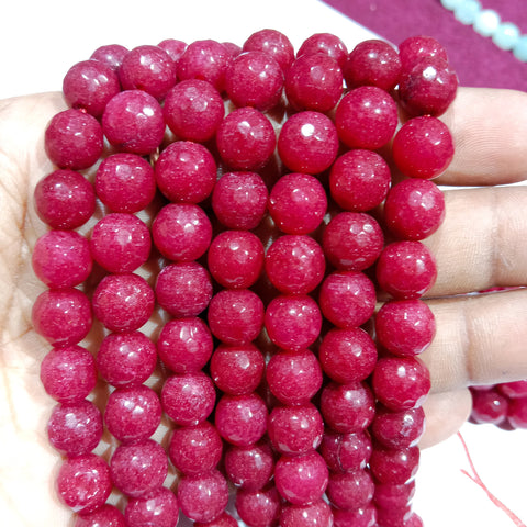 8mm Agate Beads Opaque Red 45 Pcs