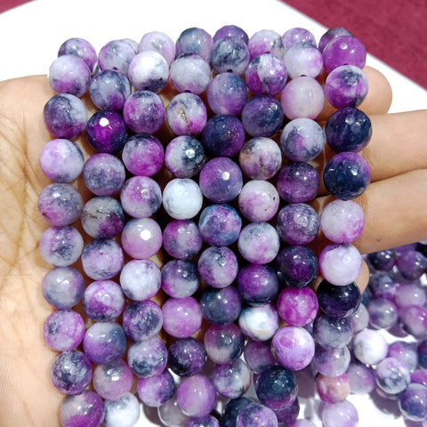 8mm Agate Beads Texture Purple 45 Pcs