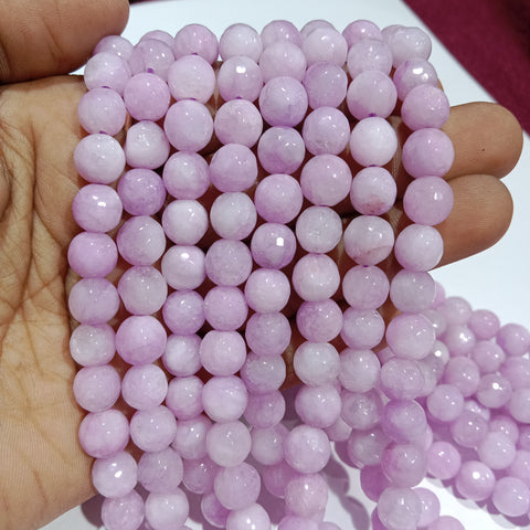 8mm Agate Beads Light Purple Shaded 45 Pcs