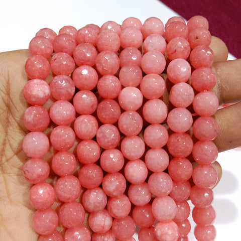 10mm Agate Beads Carrot Pink 37 Pcs