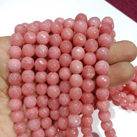 8mm Agate Beads Carrot Pink 45 Pcs 10