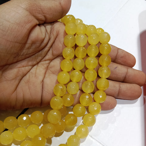 10mm Agate Beads Light Yellow 37 Pcs