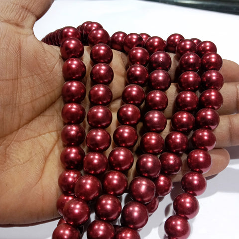 High Quality Reddish Meroon Metallic Pearl Beads